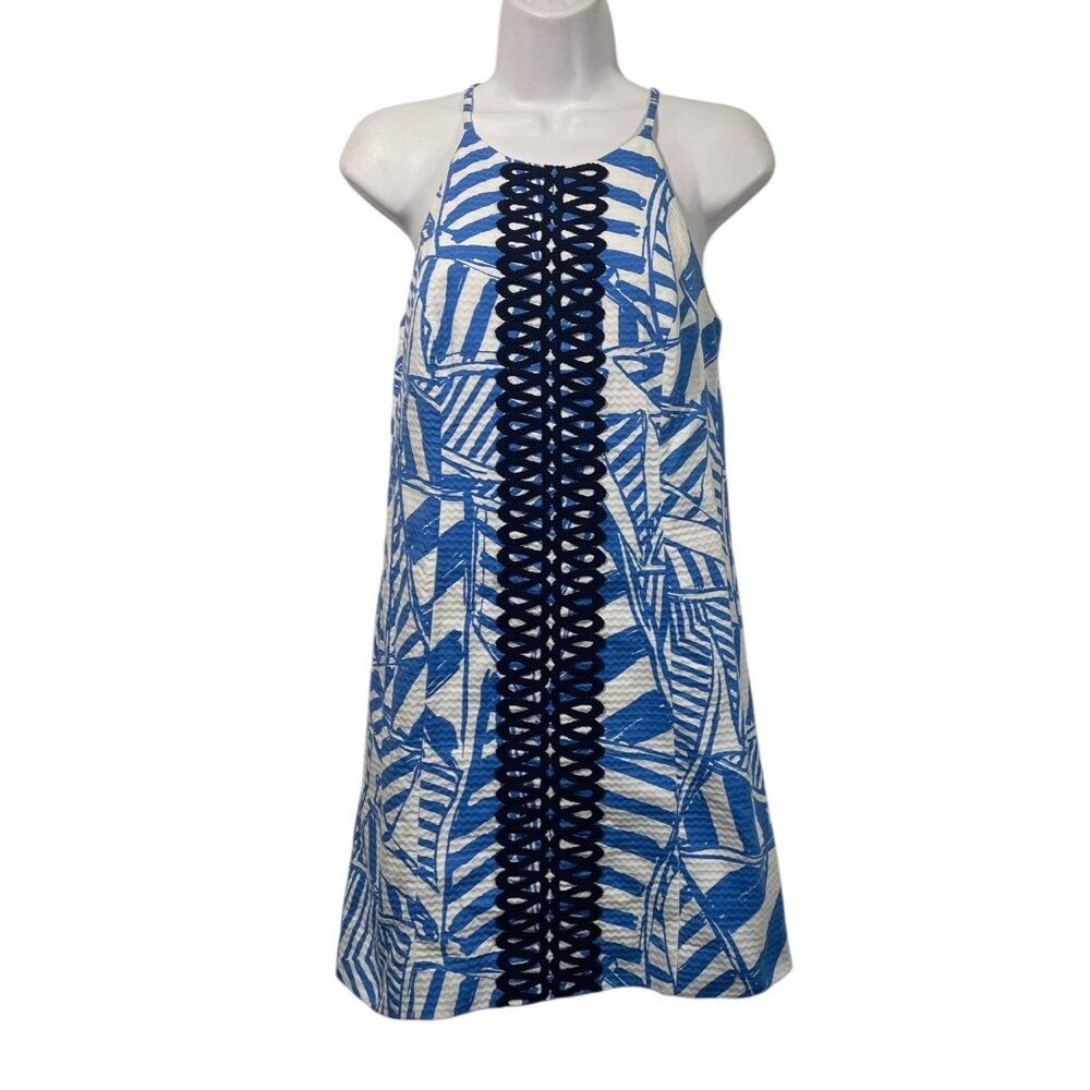 Lilly Pulitzer Annabelle Shift Dress Bay Blue Yacht Sea Print Sz 0 Nautical Prep